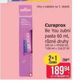 Teta Curaprox Be You zubní pasta 60 ml, různé druhy nabídka