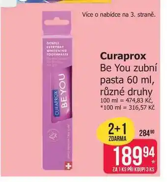 Curaprox Be You zubní pasta 60 ml, různé druhy