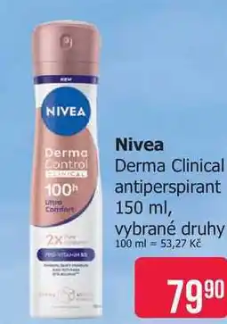 Teta Nivea Derma Clinical antiperspirant 150 ml, vybrané druhy nabídka