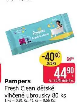 Teta Pampers Fresh Clean dětské vlhčené ubrousky 80 ks nabídka