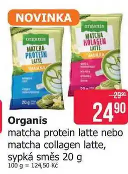 Teta Organis matcha protein latte nebo matcha collagen latte, sypká směs nabídka