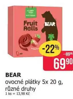 Teta BEAR Rolls ovocné plátky 5x 20 g, různé druhy nabídka