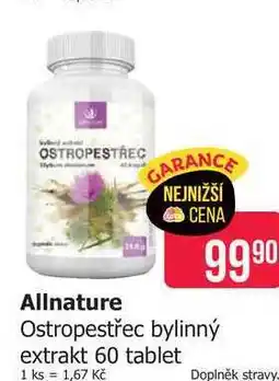Teta Allnature Ostropestřec bylinný extrakt 60 tablet nabídka