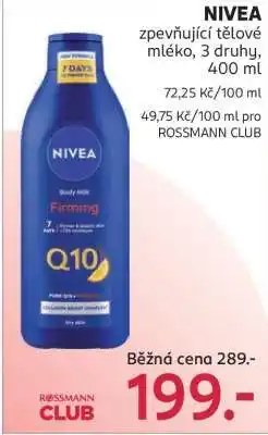 Rossmann NIVEA zpevňující tělové mléko, 3 druhy, 400 ml nabídka