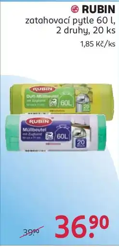 Rossmann RUBIN zatahovací pytle 60 l, 2 druhy, 20 ks nabídka