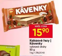 Hruška Kakaové řezy/Kávenky nabídka