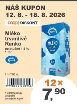 COOP DISKONT Mléko trvanlivé Ranko nabídka