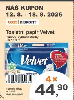 COOP DISKONT TOALETNÍ PAPÍR VELVET nabídka