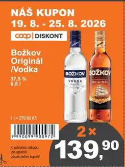 COOP DISKONT BOŽKOV ORIGINÁL, VODKA nabídka
