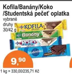 COOP DISKONT Kofila/Banány/Koko/Studentská pečeť oplatka nabídka