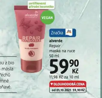 dm drogerie Alverde repair maska na ruce nabídka