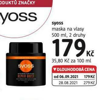 dm drogerie Syoss maska na vlasy nabídka