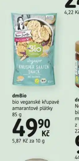 Dmbio bio veganské křupky amarantové plátky