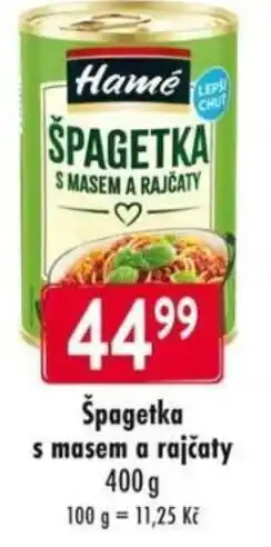 Qanto Hamé Špagetka s masem a rajčaty nabídka