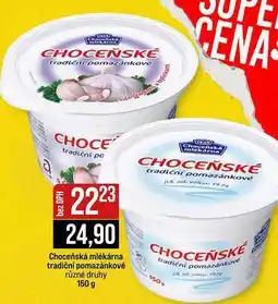 Jip Choceňská mlékárna tradiční pomazánkové různé druhy nabídka