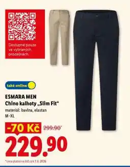 Lidl ESMARA MEN CHINO KALHOTY „SLIM FIT“ nabídka