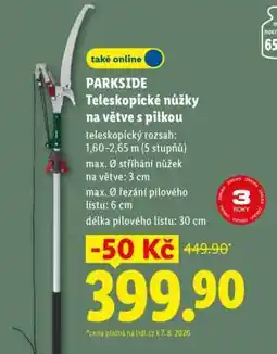 Lidl PARKSIDE Teleskopické nůžky na větve s pilkou nabídka