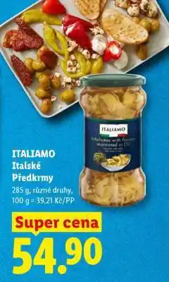 Lidl ITALIAMO ITALSKÉ PŘEDKRMY nabídka