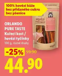 Lidl ORLANDO PURE TASTE Kuřecí kost / hovězí tyčinky nabídka