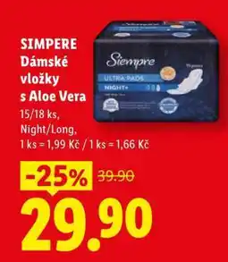 Lidl SIMPERE Dámské vložky s Aloe Vera nabídka