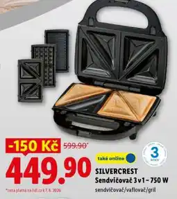 Lidl SILVERCREST SENDVIČOVAČ 3 v 1 750 W nabídka