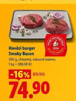 Lidl Hovězí burger smoky bacon nabídka