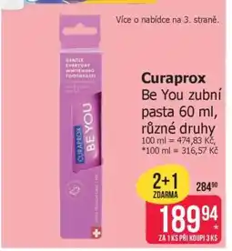 Teta Curaprox Be You zubní pasta 60 ml, různé druhy nabídka