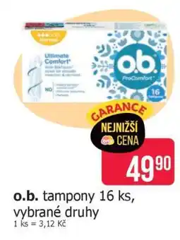 Teta o.b. tampony 16 ks, vybrané druhy nabídka