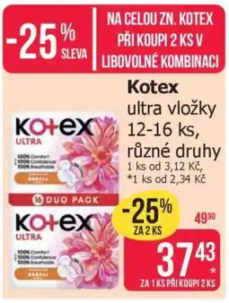 Teta Kotex ultra vložky 12-16 ks, různé druhy nabídka