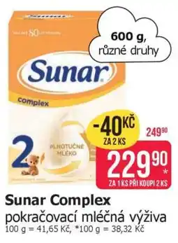 Teta Sunar Complex pokračovací mléčná výživa nabídka