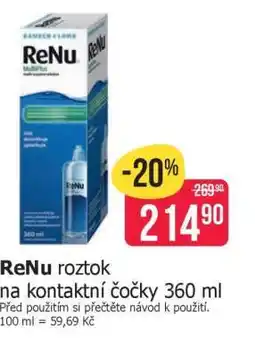 Teta ReNu roztok na kontaktní čočky 360 ml nabídka