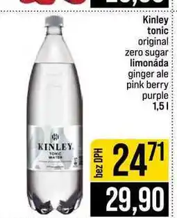 Jip Kinley tonic original zero sugar limonáda ginger ale pink berry purple nabídka