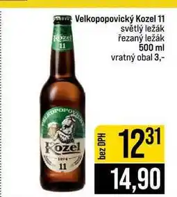 Jip Velkopopovický Kozel 11 světlý ležák řezaný ležák nabídka