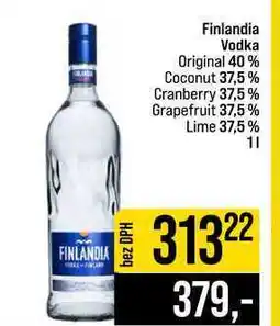 Jip Finlandia Vodka Original 40% Coconut 37,5% Cranberry 37,5% Grapefruit 37,5% Lime 37,5% nabídka