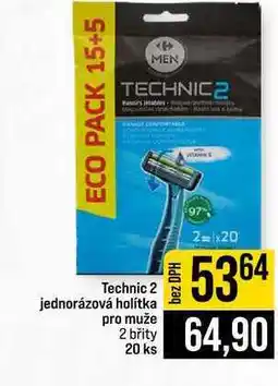 Jip Technic 2 jednorázová holítka pro muže 2 břity 20 ks nabídka