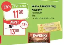 Globus Vesna, Kakaové řezy, Kávenky nabídka