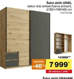 Sconto Uriel šatní skříň nabídka