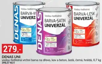 Denas uni vodou ředitelná vrchní barva na dřevo, kov a beton