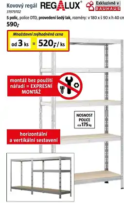 Bauhaus Regalux kovový regál nabídka