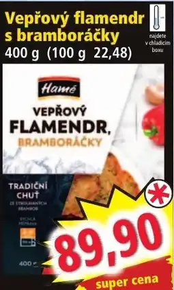Norma Hamé vepřový flamendr s bramboráčky nabídka
