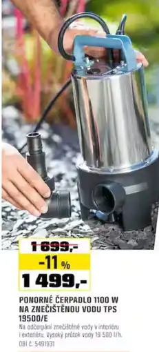 OBI Ponorne cerpadlo 1100 w na znecistenou vodu tps 19500/E nabídka
