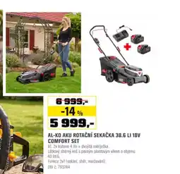 OBI Al-ko aku rotační sekačka 38.6 li 18v comfort set nabídka