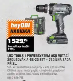 OBI Lux-tools 1 powersystem aku vrtací šroubovák a-bs-20 set nabídka