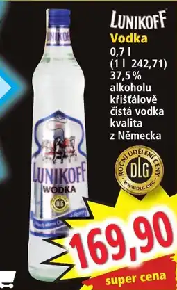 Norma Lunikoff vodka nabídka