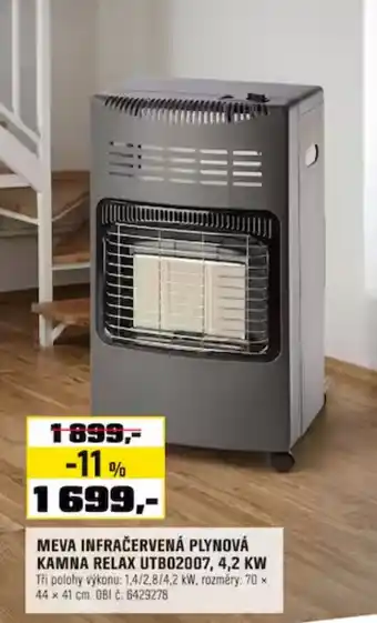 Meva infračervená plynová kamna relax utb02007 4,2 kw
