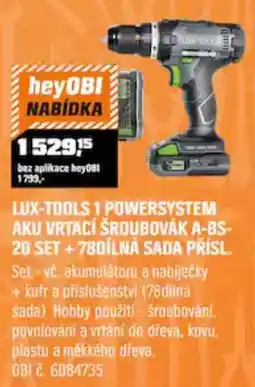 OBI Lux-tools 1 powersystem aku vrtací šroubovák a-bs-20 set nabídka