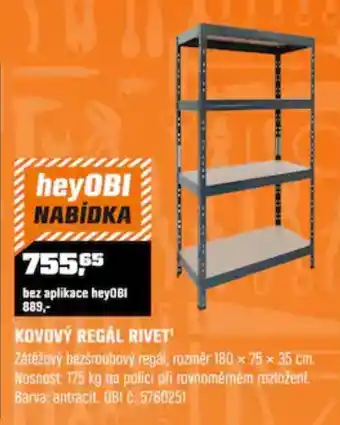 HeyOBI kovový regál rivet'
