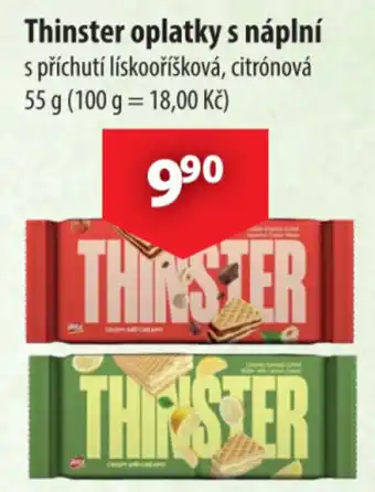 Thinster oplatky s náplní s příchutí lískooříšková, citrónová
