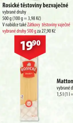 CBA Rosické těstoviny bezvaječné nabídka