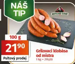 COOP TIP Kostelecké uzeniny grilovací klobása od mistra nabídka